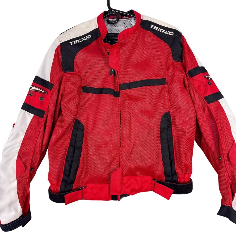 Teknic Supervent Jacket Mens 42‎ Red Mesh Motorcycle Riding Textile Armored Bike